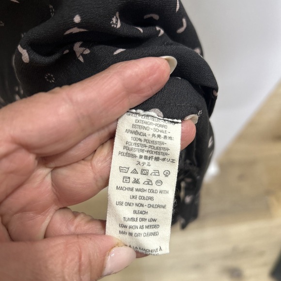 Free People pink and black sleeveless blouse with accent‎ neck ribbon Size S - Picture 8 of 8